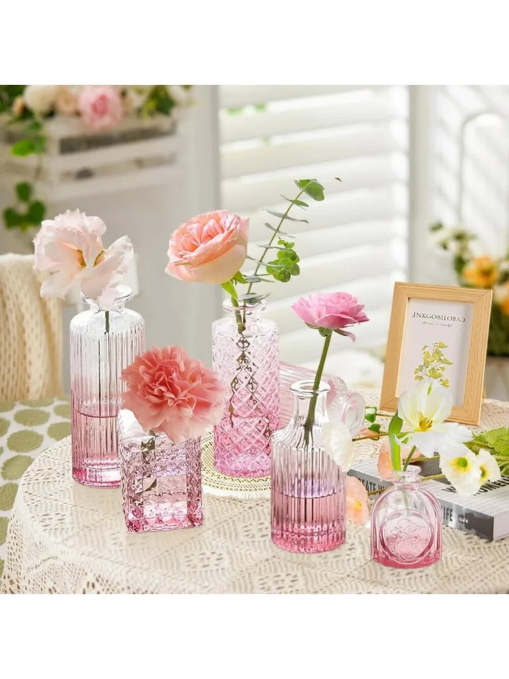 Set of 20 Pink Mini Glass Bud Vases - Vintage Floral Decor for Weddings & Home